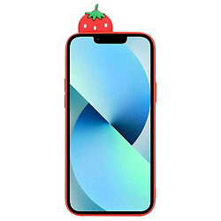 Coque en silicone décor de personnage de dessin animé 3D anti-chute pour votre iPhone 14 Plus - fraise