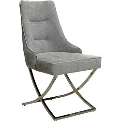 Vivenla Lot de 2 chaises de salle à manger design revêtement en velours gris clair et piètement en acier inoxydable argenté L.48 x P. 56 x H. 95 cm collection LAVIDA