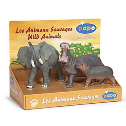 Papo Figurine Animaux sauvages : Coffret : Eléphant, Hippopotames