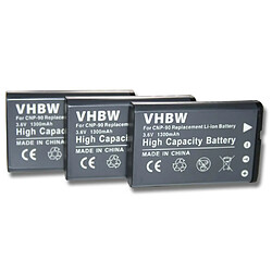 vhbw 3x Batteries remplacement pour Casio NP-90 pour appareil photo, reflex numérique (1300mAh, 3,6V, Li-ion)