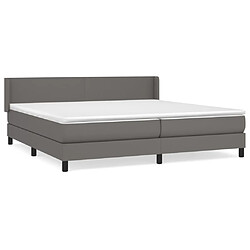 vidaXL Sommier à lattes de lit avec matelas Gris 200x200 cm Similicuir