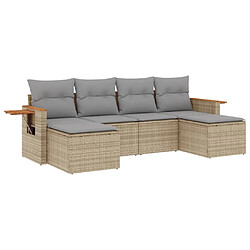 Maison Chic Salon de jardin avec coussins 6 pcs | Ensemble de Table et chaises | Mobilier d'Extérieur beige résine tressée -GKD51248