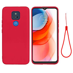 Coque en silicone Liquide de couleur unie avec sangle souple rouge pour votre Motorola Moto G Play (2021)