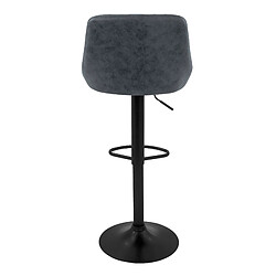 Acheter Tabouret de bar (lot de 2) Anthracite revêtement similicuir avec dossier et repose-pieds réglable en hauteur 62-82 cm ML-Design