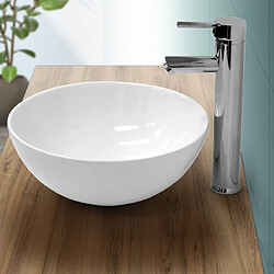 Ecd Germany Lavabo avec vidage à tirette avec trop-plein 320x320x135 mm céramique ronde blanc