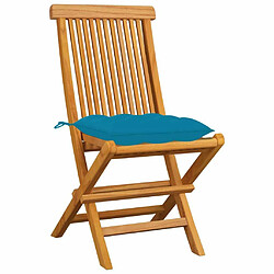 Avis Maison Chic Lot de 8 Chaises de jardin,Fauteuil d'extérieur avec coussins bleu clair Teck massif -MN30029