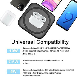 Chrono Chargeur universel sans fil Qi certifié Qi 10 W/7,5 W pour Apple iPhone/Samsung Galaxy/Buds+/AirPods Pro/HUAWEI/XiaoMi/OnePlus et plus,(noir)