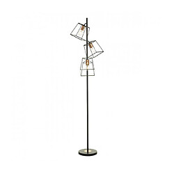 Luminaire Center Lampadaire Tower Cuivre poli,Noir mat 3 ampoules 180cm