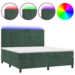 vidaXL Sommier à lattes de lit matelas et LED Vert foncé 160x200 cm