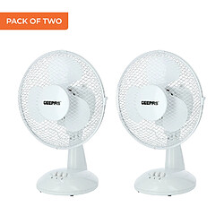 Geepas Ventilateur de bureau Oscillant Portable Rotatif de 9 pouces, Lot de 2