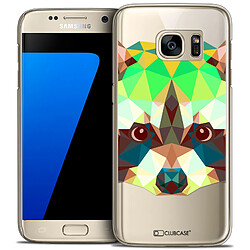 Caseink Coque Housse Etui Galaxy S7 [Crystal HD Polygon Series Animal - Rigide - Ultra Fin - Imprimé en France] - Raton Laveur