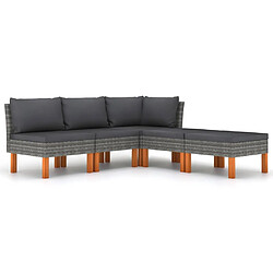 Maison Chic Salon de jardin 5 pcs + coussins - Mobilier/Meubles de jardin - Table et chaises d'extérieur Résine tressée Gris -MN38498