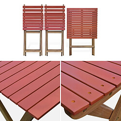 Table de jardin bistrot 60x60cm - Barcelona Bois / Terracotta - pliante bicolore carrée en acacia avec 2 chaises pliables | sweeek pas cher