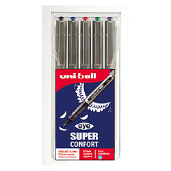 Uniball Stylo roller Uni Ball Eye Fine 0,7 mm couleurs assorties - Pochette de 5