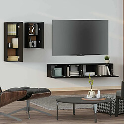 Avis Maison Chic Ensemble de meubles TV 4 pcs | Banc TV Moderne pour salon | Meuble de Rangement - Noir Bois d'ingénierie -MN24015