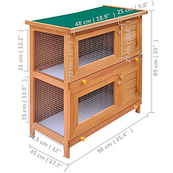 vidaXL Clapier d'extérieur Enclos pour petits animaux 4 portes Bois pas cher