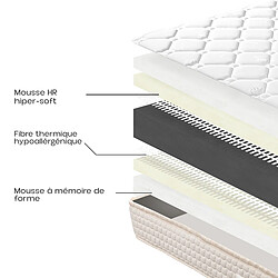 Avis Visiodirect Matelas réversible DENIA 180x200 cm, en mousse haute densité, indépendance du couchage, ferme, face été/hiver, épaisseur 20 cm