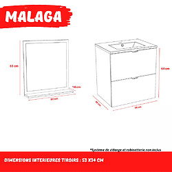 Acheter Le Quai Des Affaires Meuble sous-vasque 2 tiroirs MALAGA 60 cm + vasque + miroir / Blanc