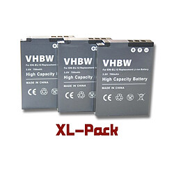 vhbw 3 x Li-Ion Batterie 700mAh (3.6V) pour appareil photo, caméscope Nikon CoolPix A900, AW100, AW100s, AW110 comme EN-EL12.