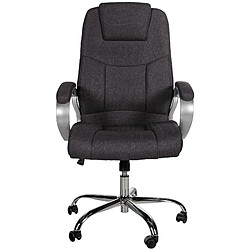 Decoshop26 Fauteuil de bureau ergonomique est confortable en tissu noir et métal chromé 10_0002386