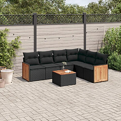 Maison Chic Salon de jardin 7 pcs avec coussins | Ensemble de Table et chaises | Mobilier d'Extérieur noir résine tressée -GKD55521