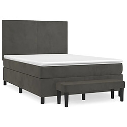 vidaXL Sommier à lattes de lit et matelas Gris foncé 140x190cm Velours