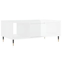 Maison Chic Table basse,Table Console Table d'appoint, Table pour salon Blanc brillant 90x50x36,5 cm Bois d'ingénierie -MN54789