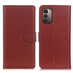 Etui en PU texture litchi avec support, marron pour Nokia G11/G21