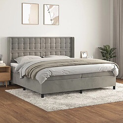 Maison Chic Lit Adulte - Lit simple Lit à sommier tapissier et matelas moelleux - Meuble de Chambre - Gris clair 200x200cm Velours -MN74588