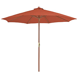 Maison Chic Parasol Jardin | Parasol d'extérieur avec mat en bois 300 cm Terre cuite - GKD14603