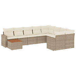 Maison Chic Salon de jardin avec coussins 10 pcs, Ensemble Tables et chaises de jardin, beige résine tressée -GKD724859