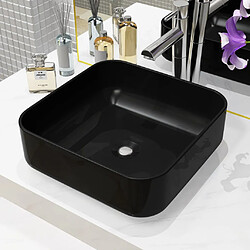 vidaXL Lavabo carré Céramique Noir 38 x 38 x 13,5 cm