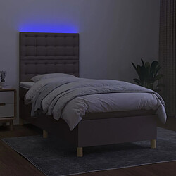 Avis vidaXL Sommier à lattes de lit et matelas et LED Taupe 90x200 cm Tissu