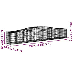 vidaXL Panier de gabions arqué 400x50x60/80 cm Fer galvanisé pas cher