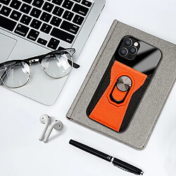 Coque en TPU + PU texture litchi avec béquille pour votre iPhone 12 Pro/12 6.1 pouces - orange