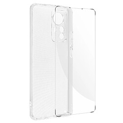 Avizar Coque Xiaomi 12 Pro Silicone Souple Film Verre Trempé 9H transparent