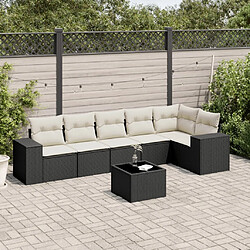 Maison Chic Ensemble Tables et chaises d'extérieur 7pcs avec coussins,Salon de jardin noir résine tressée -GKD783505