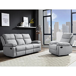 Vente-Unique Canapé 3 places relax en tissu gris clair LANA