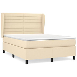 vidaXL Sommier à lattes de lit avec matelas Crème 140x190 cm Tissu