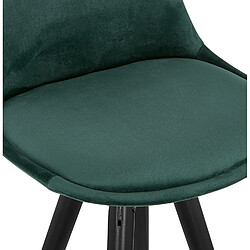 Acheter Alterego Tabouret snack mi-hauteur design 'CHICAGO MINI' en velours vert et 4 pieds en bois noir