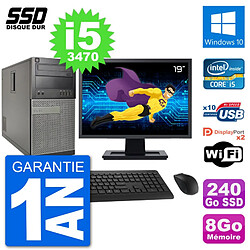 PC Tour Dell 7010 Ecran 19" Intel Core i5-3470 RAM 8Go SSD 240Go Windows 10 Wifi - Occasion