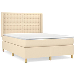 Maison Chic Lit Adulte - Lit simple Lit à sommier tapissier avec matelas moelleux - Meuble de Chambre - Crème 140x200 cm Tissu -MN15579