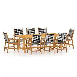 Salle à manger de jardin 9 pcs,Table et chaise à dîner Bois d'acacia solide -MN94037