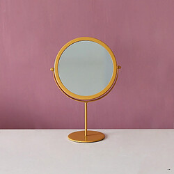 Wewoo Miroir à pansement simple de bureau en fer forgé rond châssis jaune