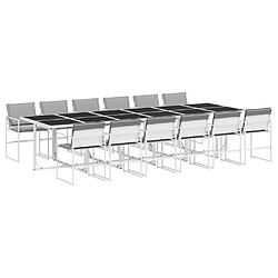 vidaXL Ensemble à manger de jardin avec coussins 13pcs blanc textilène