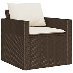 Avis vidaXL Salon de jardin 4 pcs avec coussins marron résine tressée