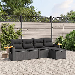 Maison Chic Ensemble de 5 Tables et chaises d'extérieur avec coussins,Salon de jardin noir résine tressée -GKD568785