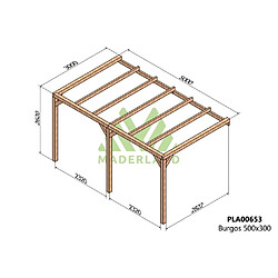 Maderland Pergola accolée en bois lamellé-collé Burgos 500 x 300 cm