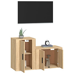 Avis Maison Chic Ensemble de meubles TV 2 pcs pour salon - chêne sonoma bois d'ingénierie -MN31392