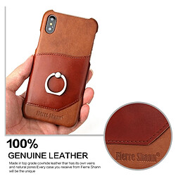 Avis Wewoo Coque marron pour iPhone X Couleur Correspondant En Cuir Véritable Couverture Arrière Cas Avec 360 Degrés Rotation Titulaire & Fente Fierre Shann Carte